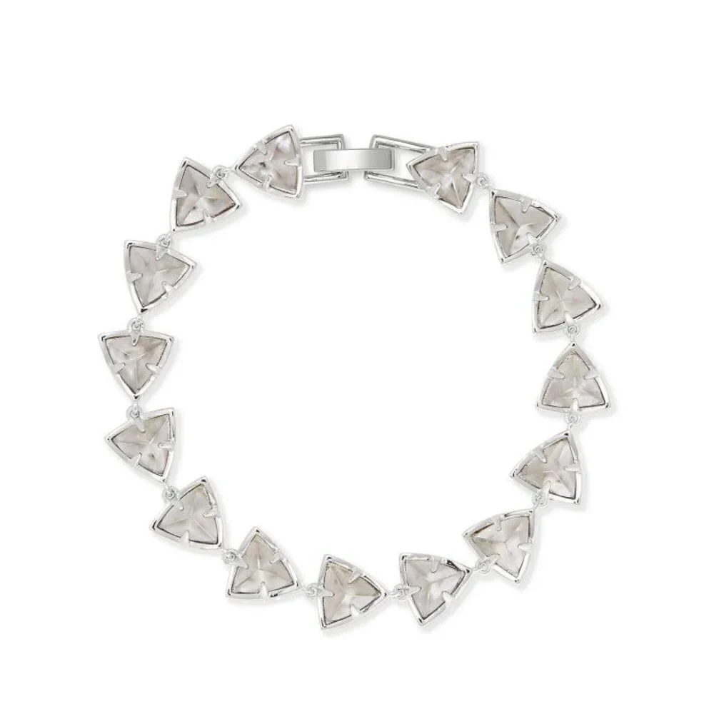 New Kendra Scott Perry Silver Link Bracelet in Gray Illusion NWT